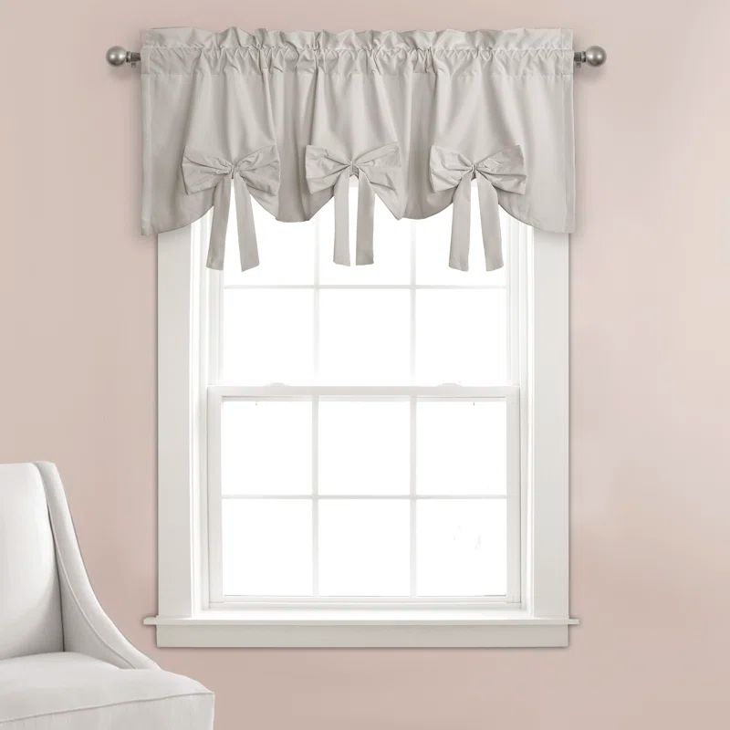 Light Gray Polyester Bow Rod Pocket Window Valance