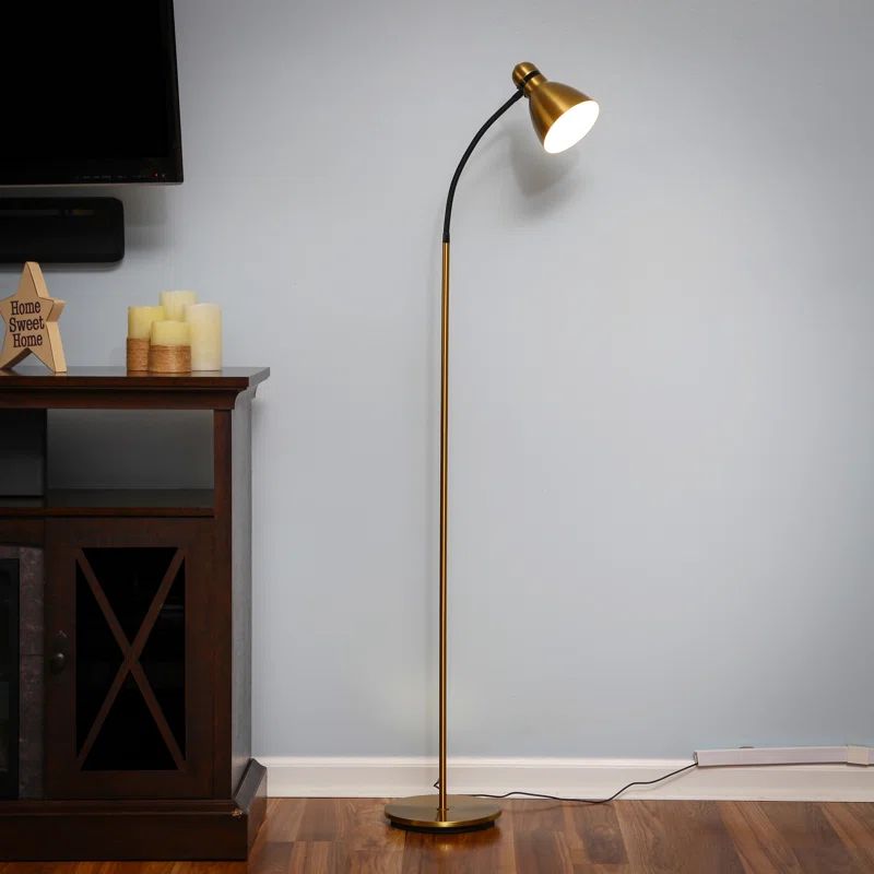 Avery 63" Oil-Rubbed Brass LED Arc Floor Lamp for Nursery & Kids