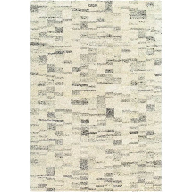 Ivory and Gray Handmade Wool Tufted Rectangular Area Rug