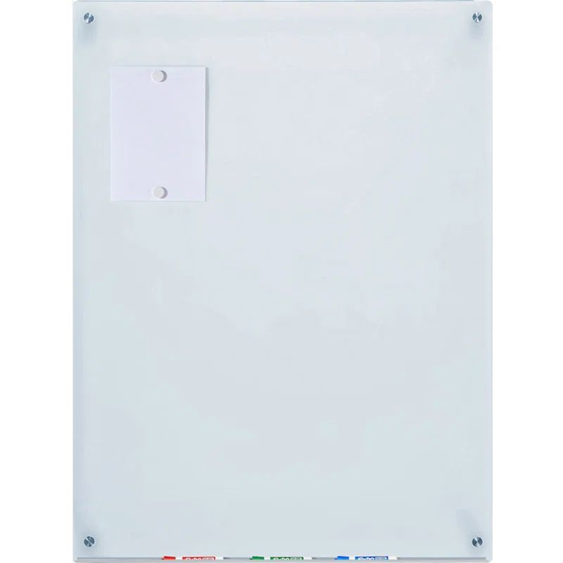Tempered White Glass Magnetic Dry-Erase Board with Aluminum Tray