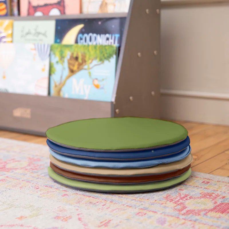 Earthtone Round Vegan Leather Floor Pads, 6-Piece Set