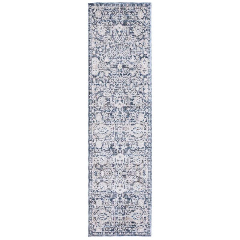 Elegant Light Blue Synthetic 6'7" Square Hand-Knotted Area Rug