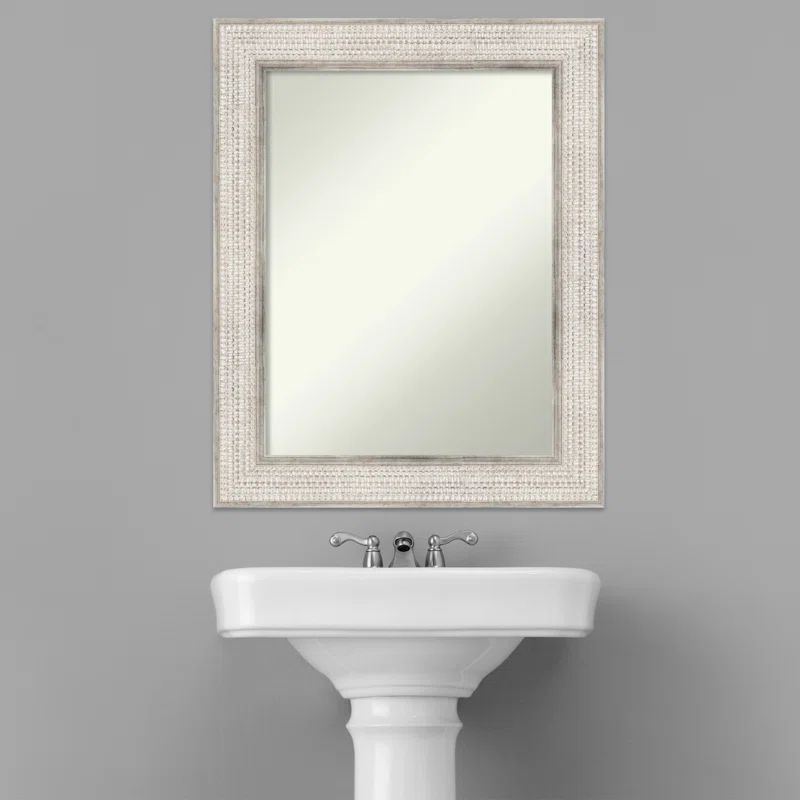 Trellis Silver Wood 30" x 24" Rectangular Wall Mirror