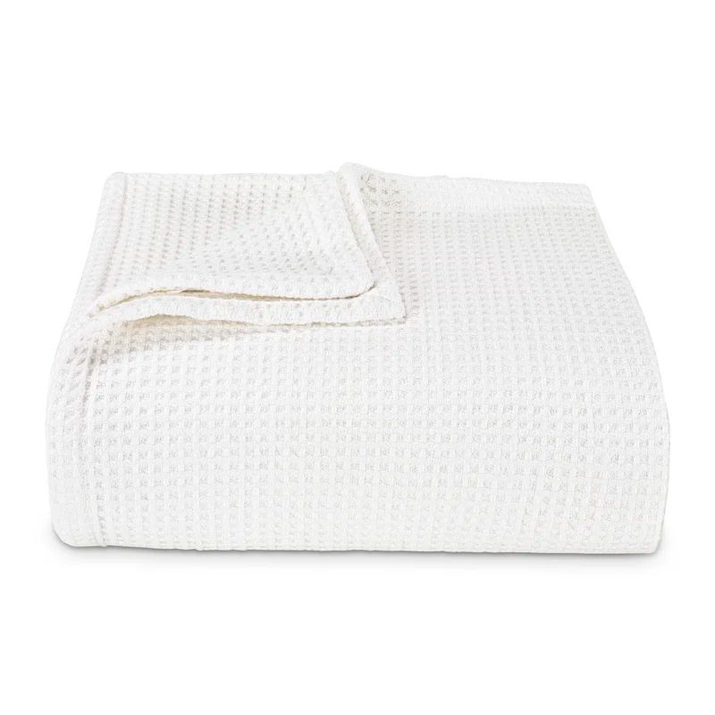 Sumptuous Knitted Cotton King Blanket in White - Reversible and Machine Washable