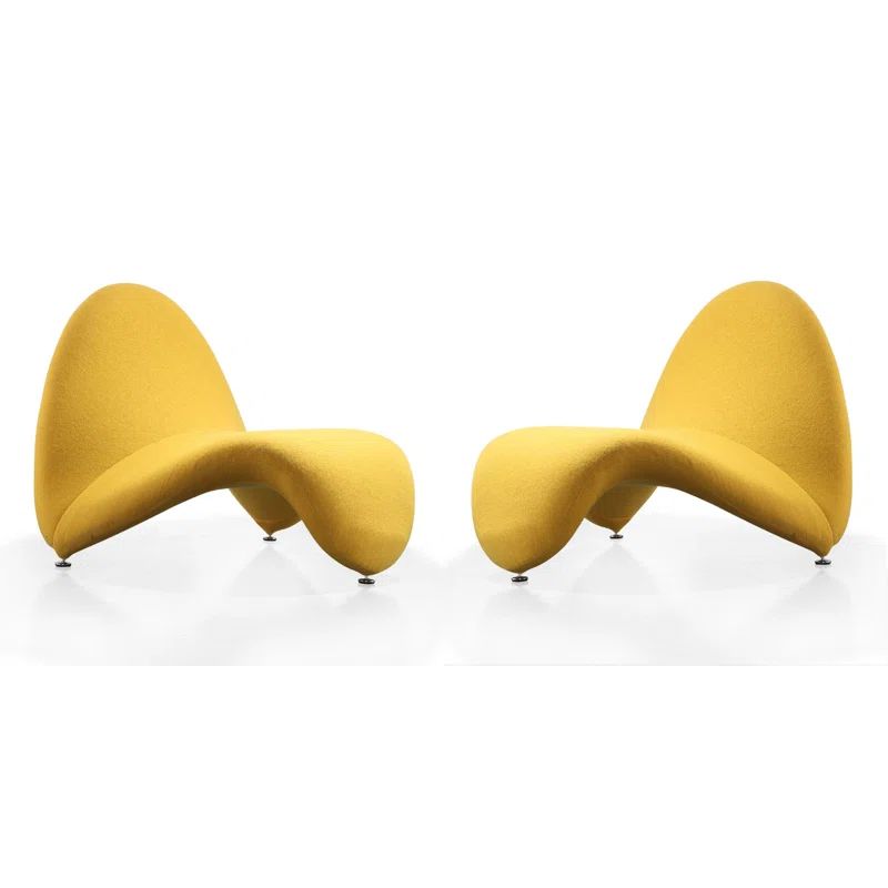 Sculptural Geometric Yellow Metal Accent Chair