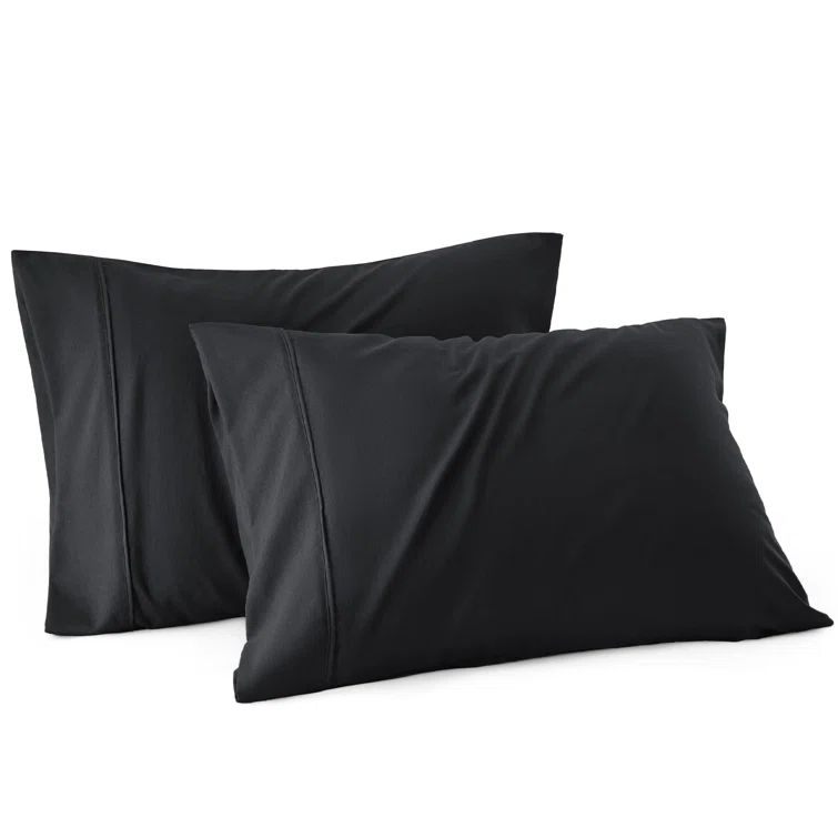 Black Microfiber Standard/Queen Pillowcase Set with Zipper Closure