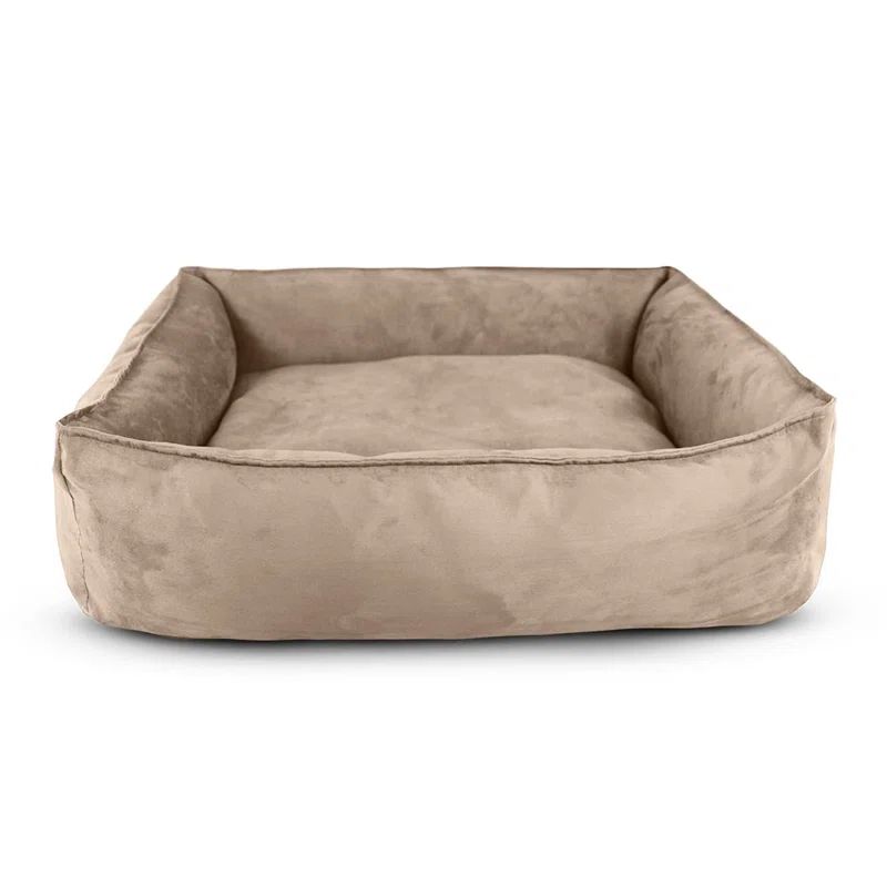 Large Champagne Beige Faux Suede Outdoor Dog Bed