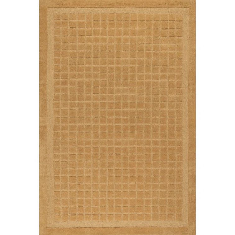 Golden Yellow Hand-Tufted Wool Rectangular Area Rug, 6' x 9'