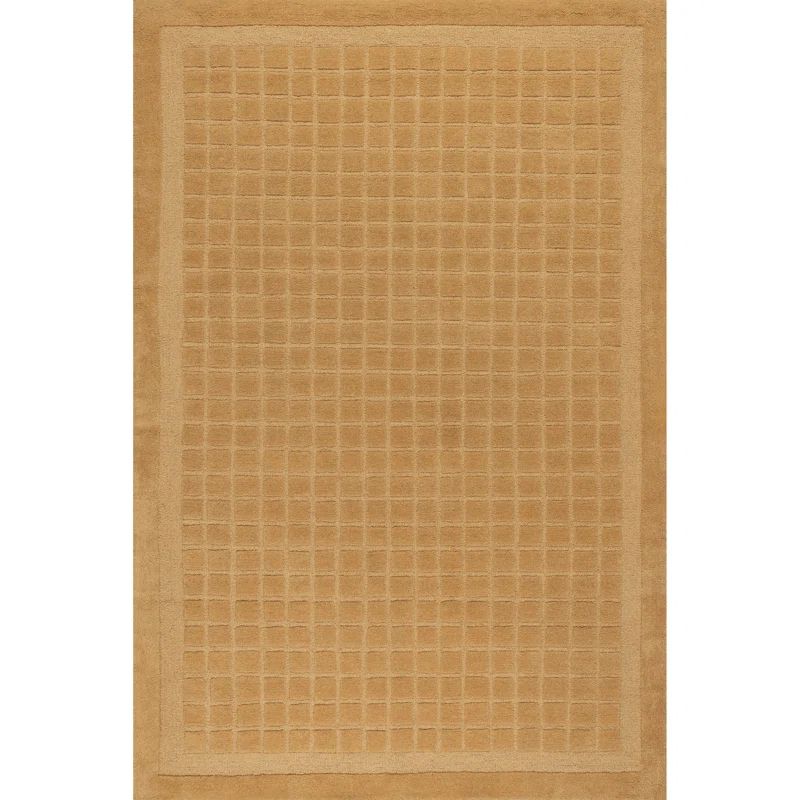 Golden Yellow Hand-Tufted Wool Rectangular Area Rug, 3' x 5'