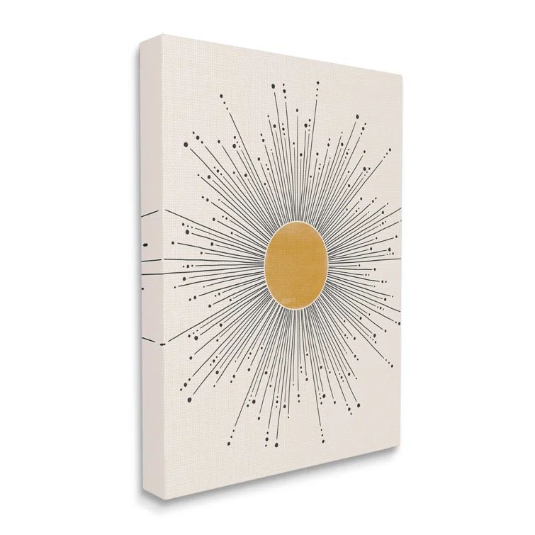 Art Deco Summer Sun Geometric Line Bursts Canvas Wall Art, 24 x 30