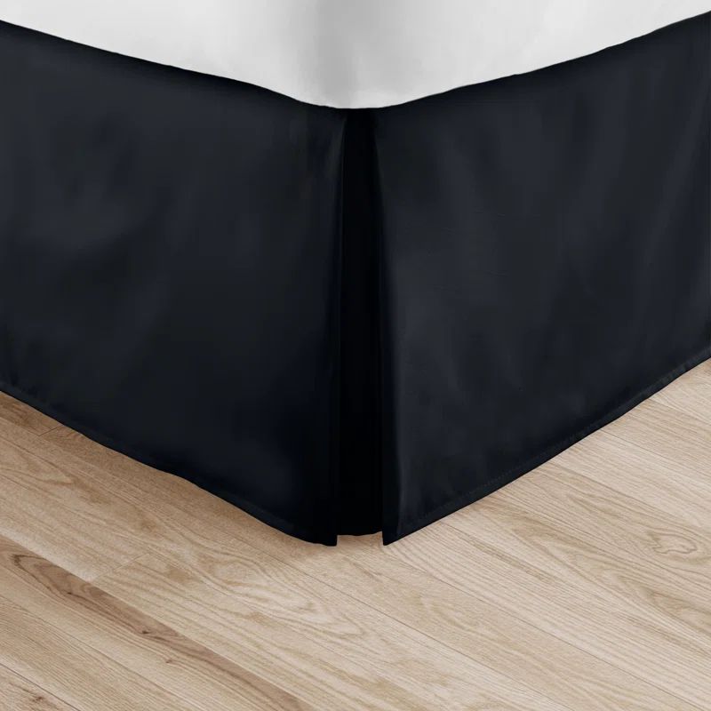 Black Polyester Pleated Twin XL Bed Skirt
