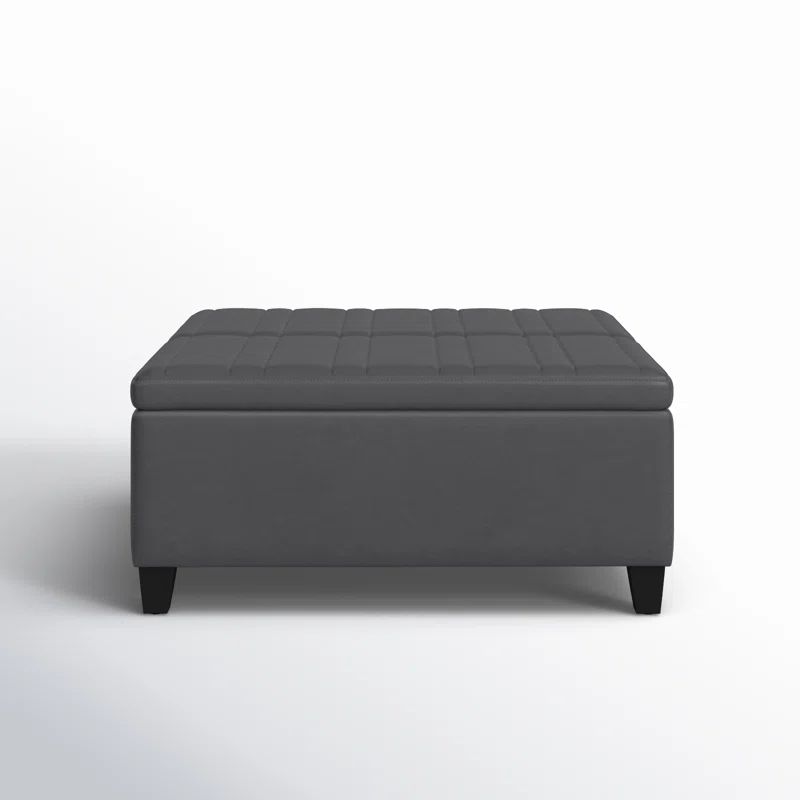 Contemporary Stone Gray 36" Square Storage Ottoman with Flip-up Top