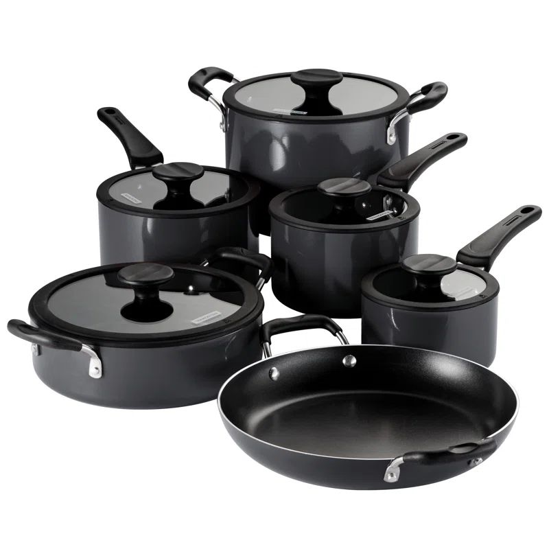 Tramontina 11-Piece Gray Aluminum Nonstick Nesting Cookware Set