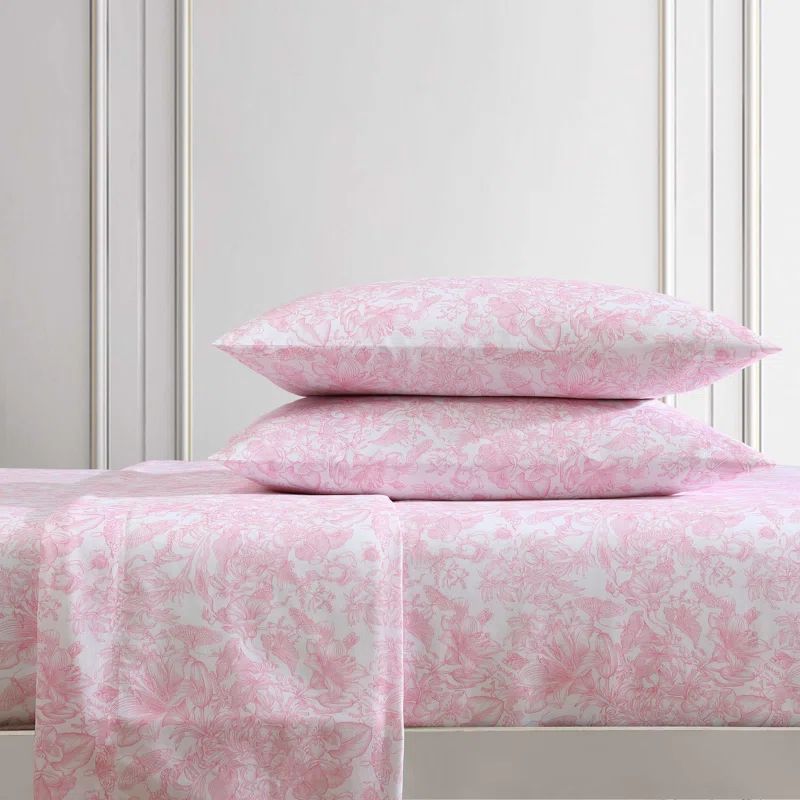 Twin Light Pink Floral Satin Microfiber Sheet Set