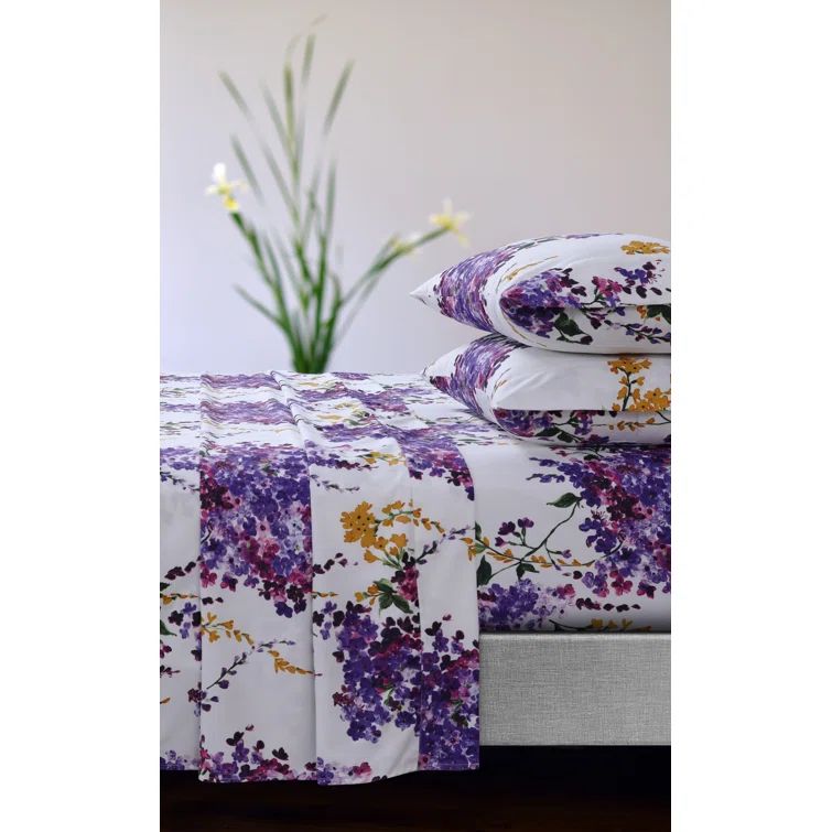 Queen Size Serena Printed Floral Microfiber Deep Pocket Sheet Set