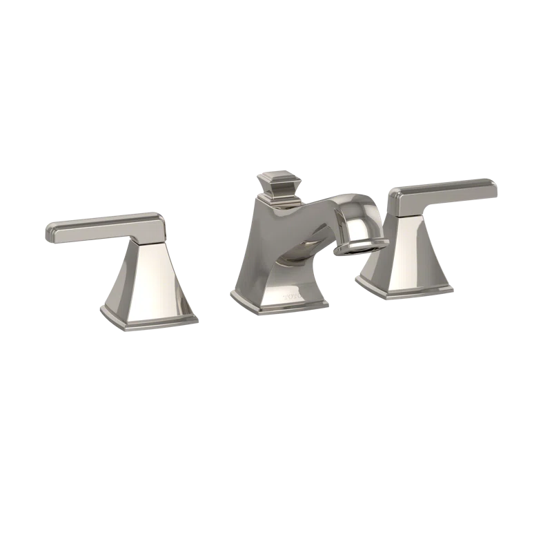 Elegant Modern Solid Brass Widespread Bathroom Faucet in Polished Nickel