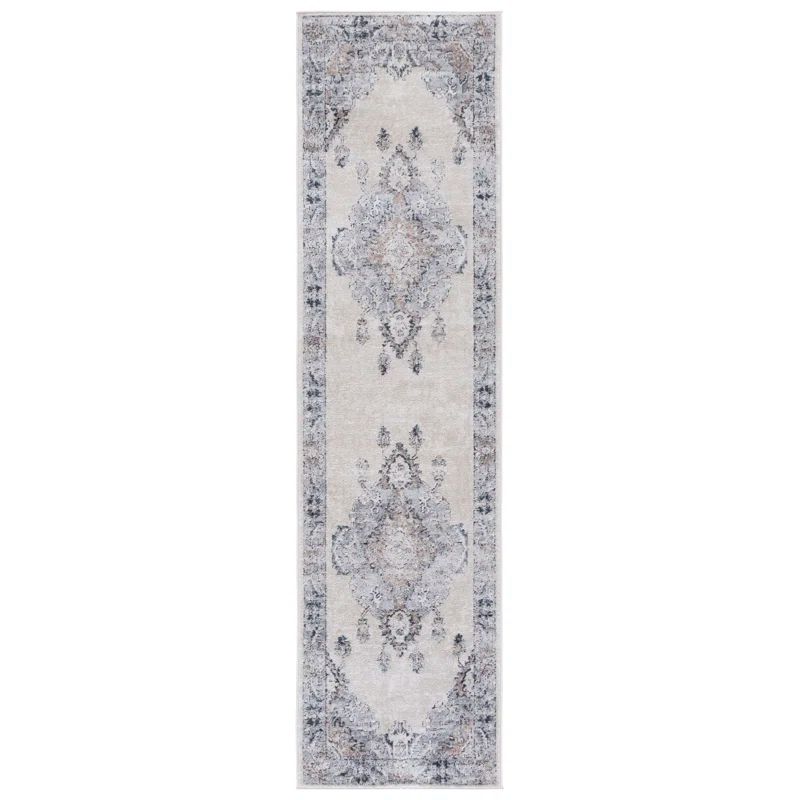Hand-Knotted Gray Synthetic Stain-Resistant Rug 2'-2" x 8'