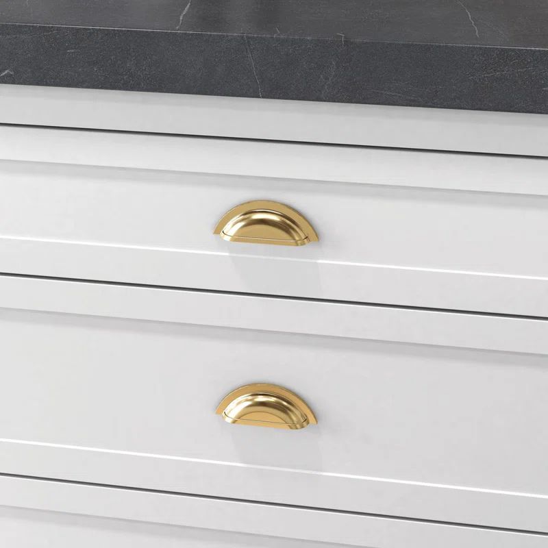 Polished Brass Traditional Cup Pull with Mounting Hardware