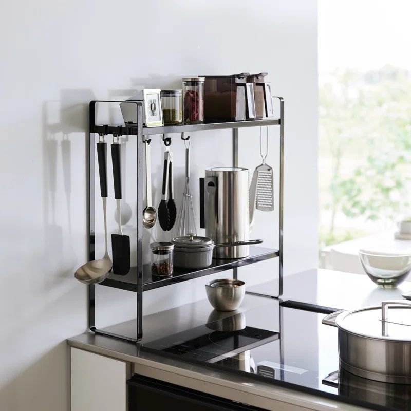 Black Steel Two-Tier Countertop Kitchen Storage Rack