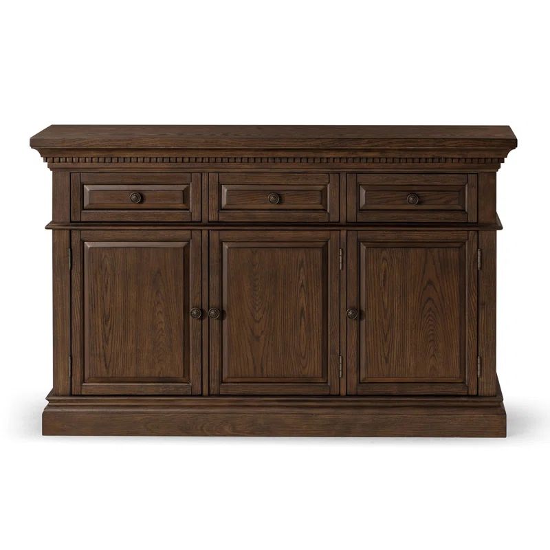 Theo Antiqued Brown Wooden Sideboard with Raised Panel Doors