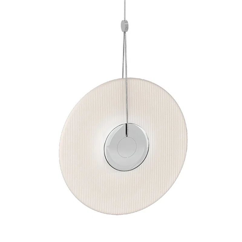 Meclisse Circular LED Pendant Light with Ribbed Glass Disc