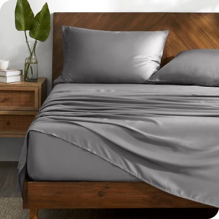 Twin XL Light Grey Cotton Tencel Sheet Set