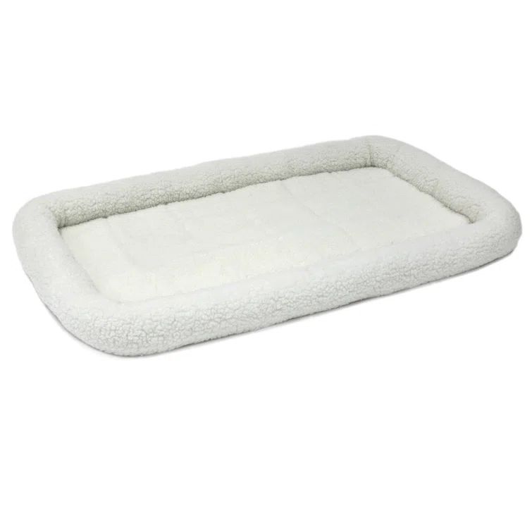 18-Inch White Fleece Bolstered Dog Bed