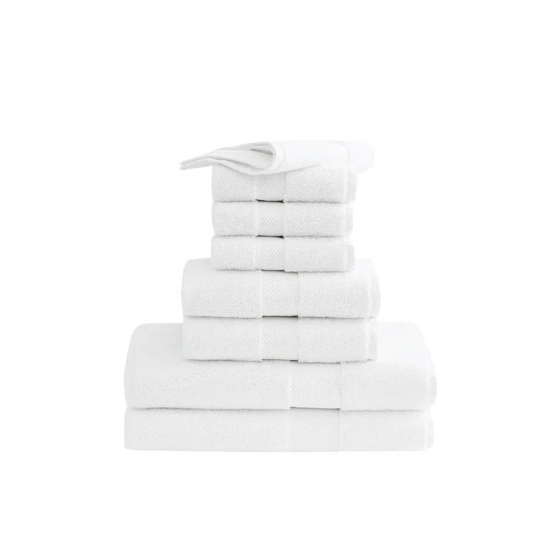 Oversized White Turkish Cotton 8-Piece Towel Set