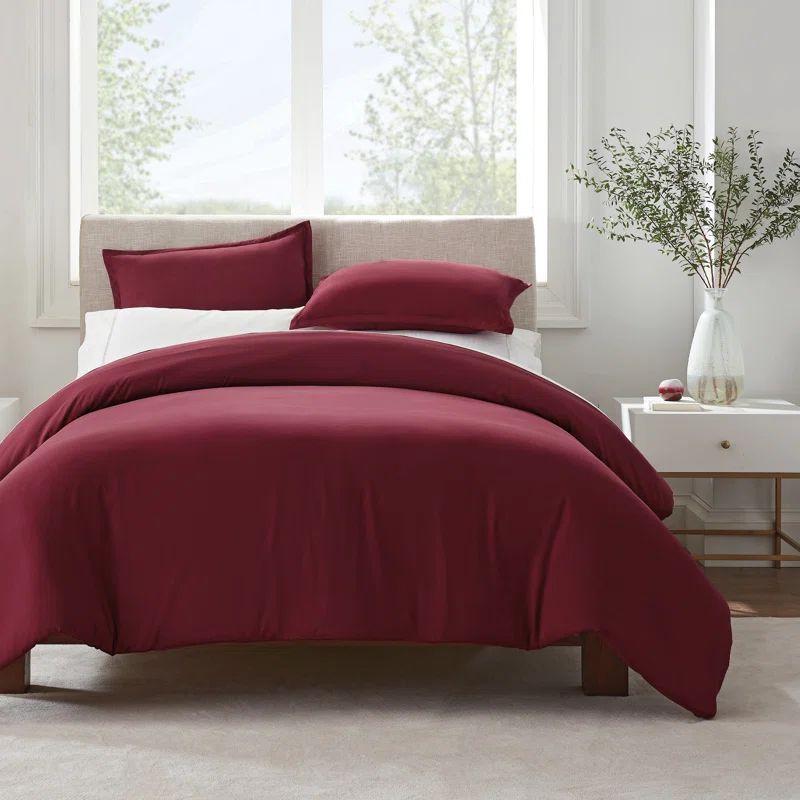 Burgundy Twin/Twin XL Machine-Washable Duvet Cover Set
