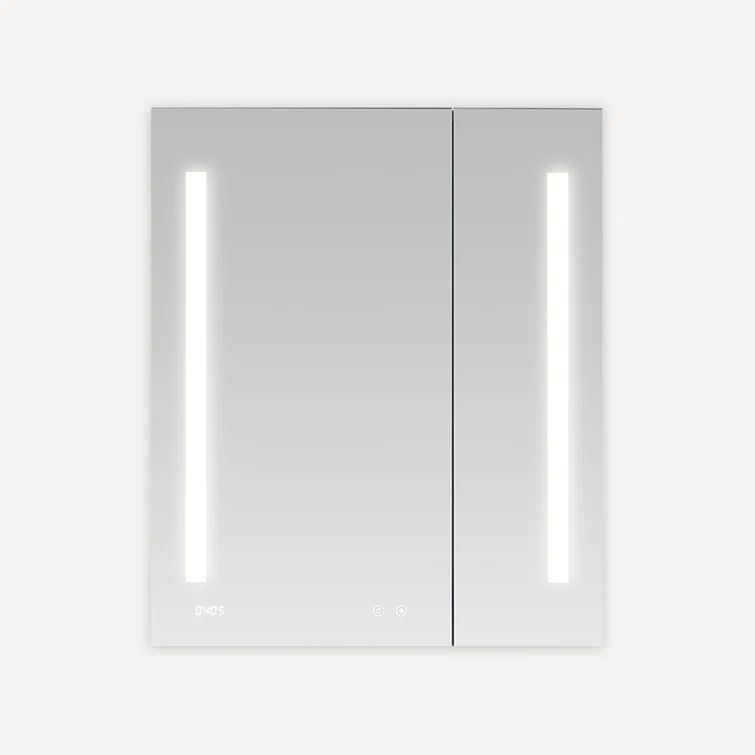 Signature Royale Aluminum LED Medicine Cabinet with Defogger and Clock