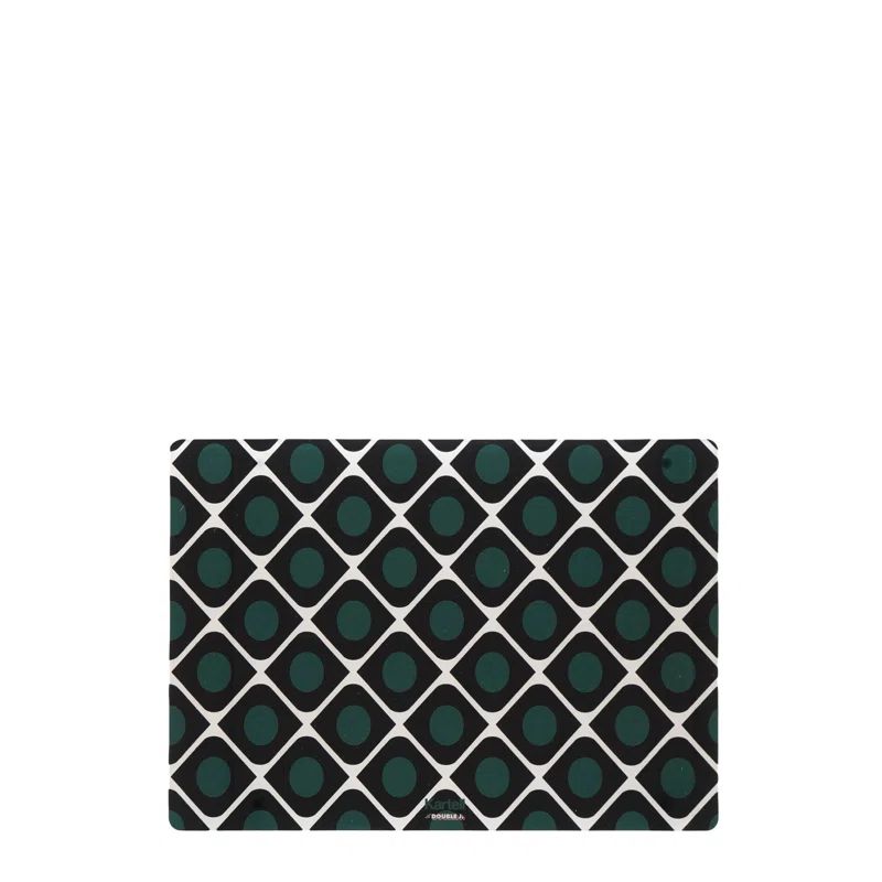 Olive and Black Geometric Hard Plastic Table Mats, Set of 4