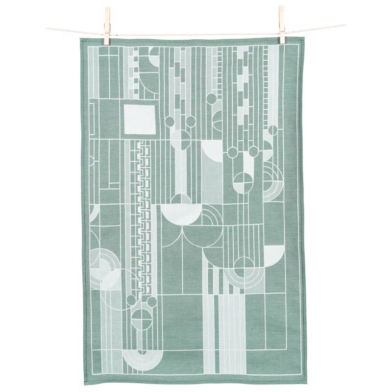 Frank Lloyd Wright Green Cotton Jacquard Kitchen Towel Set