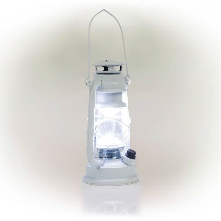 White 14'' Vintage Style LED Hurricane Lantern