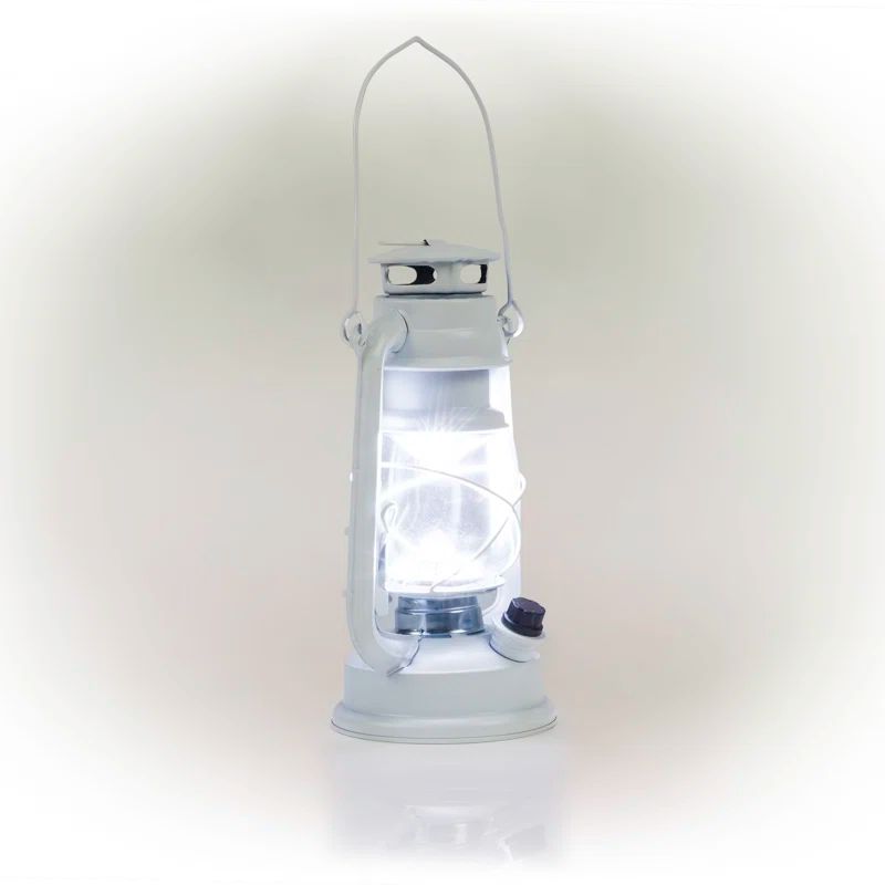 White 14'' Vintage Style LED Hurricane Lantern