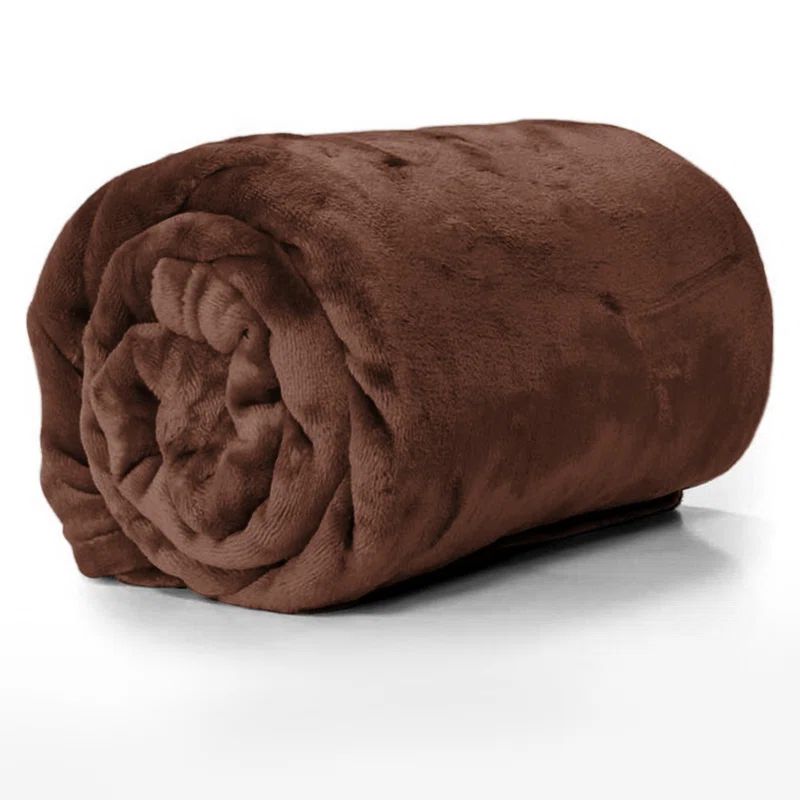 Coffee Brown Reversible Fleece Throw Blanket