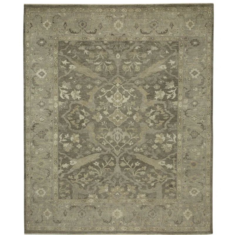 Gray Hand-Knotted Wool 6' x 9' Persian Rug