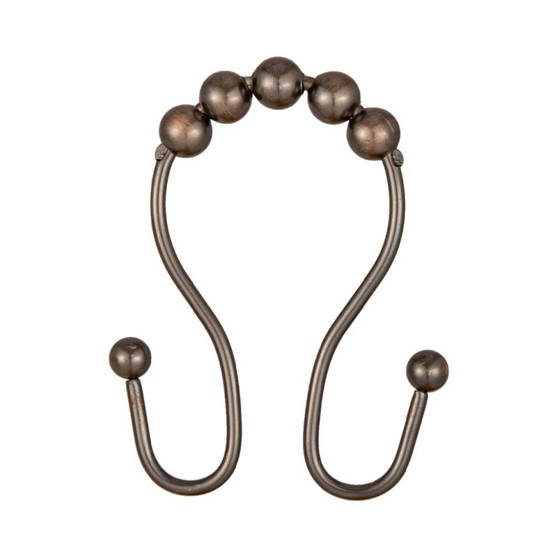 Oil Rubbed Bronze Stainless Steel Double Roller Ball Shower Curtain Hooks