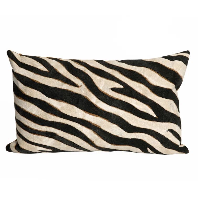 Black and Beige Zebra Print Rectangular Polyester Pillow
