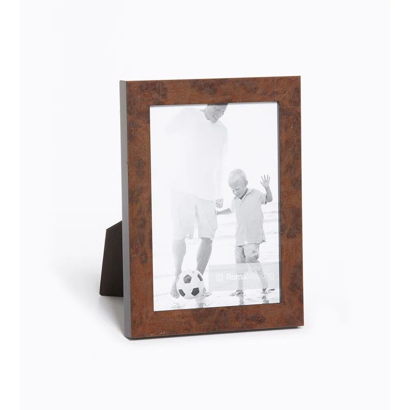 Burnt Brown Hand-Carved Wood Picture Frame 4" x 6"