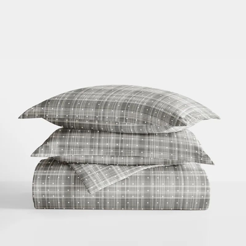 Gray Twin XL Polka Dot Microfiber Duvet Cover Set
