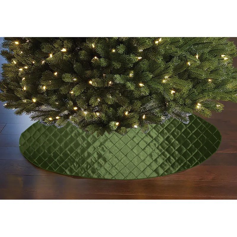 Olive Cotton Pintuck Diamond Pattern Christmas Tree Skirt