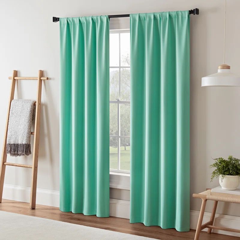 Mint Polyester Blackout Rod Pocket Curtain Panel