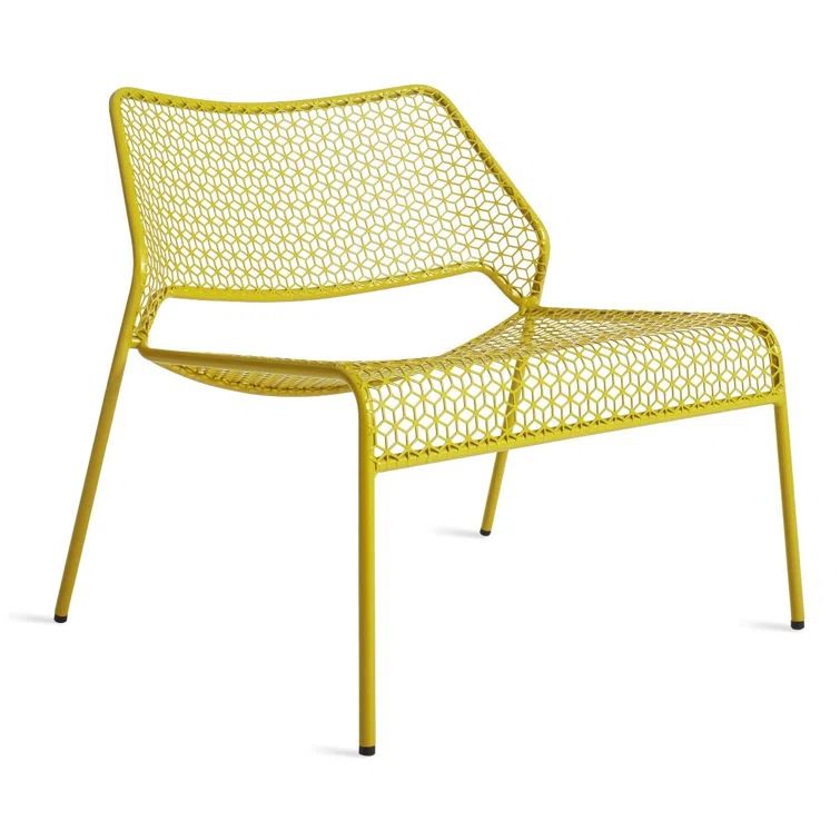 Natural Yellow Metal Mesh Lounge Chair