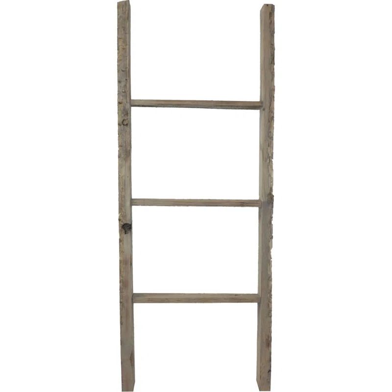 Reclaimed Gray Rustic Wood Decorative Ladder, 48" Height
