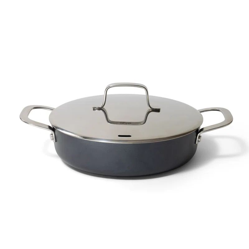Alva Maestro 9.5" Gray Ceramic Nonstick Sauté Pan with Stainless Steel Lid