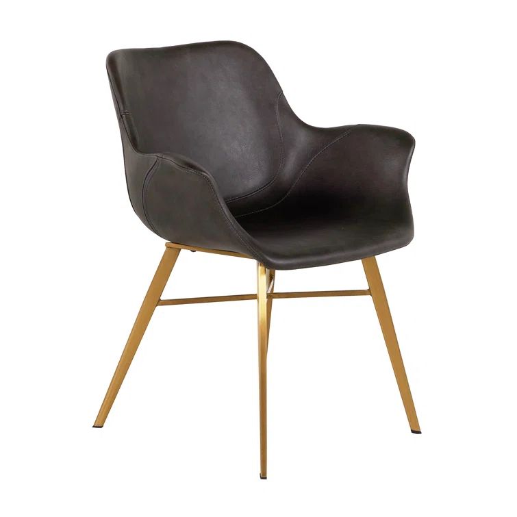 Channing Contemporary Brown Faux Leather Armchair with Metal Legs