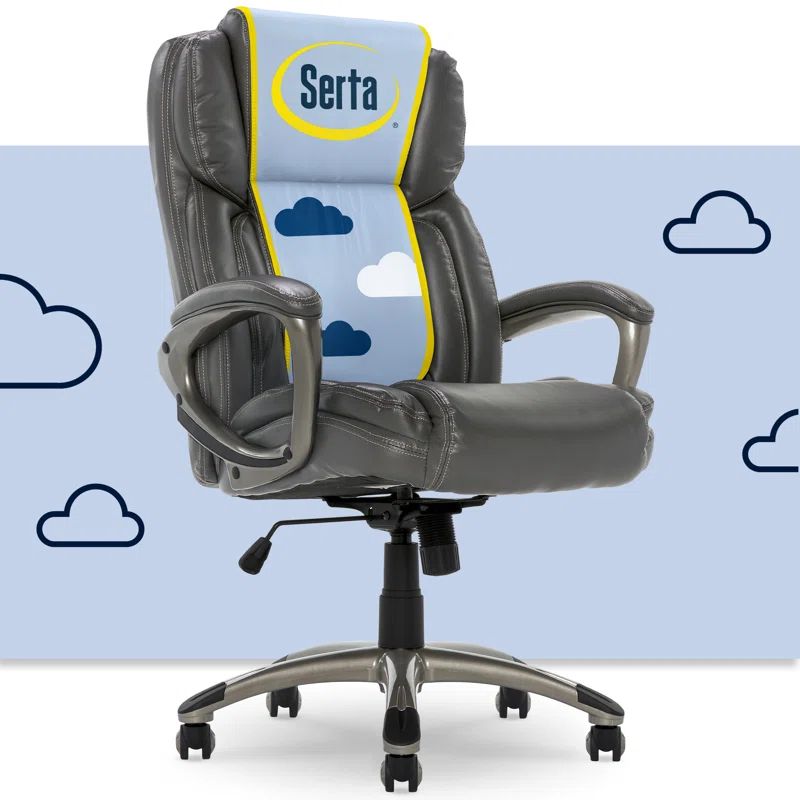 Harvard Gray High Back Leather Executive Swivel Chair