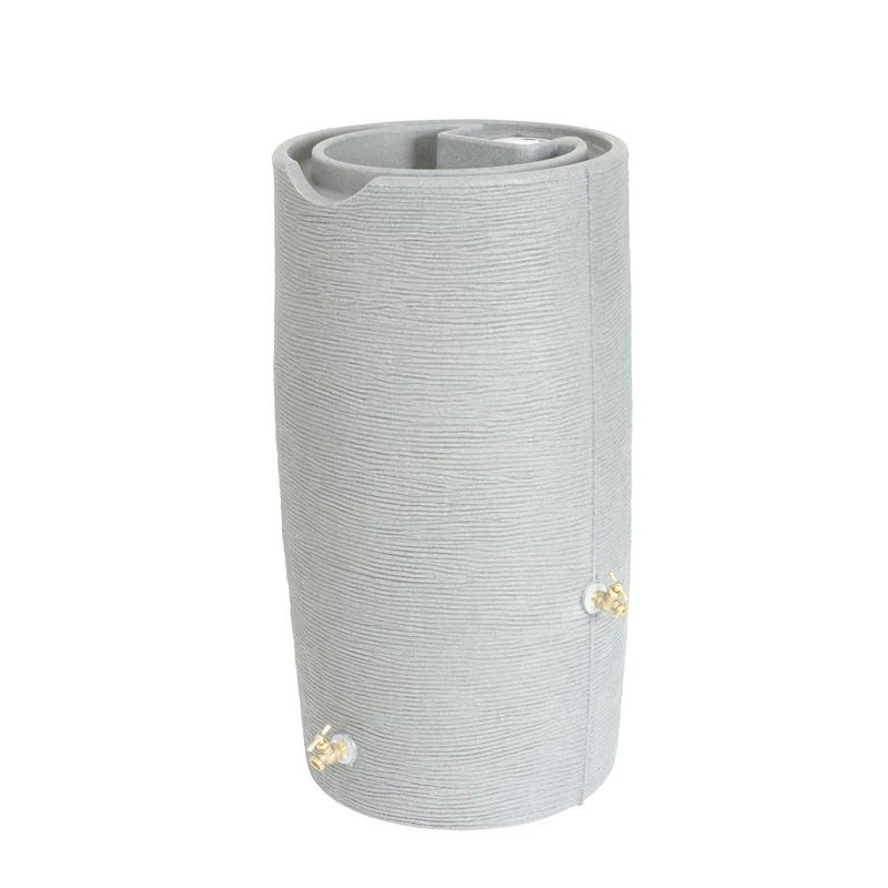 Light Granite 65-Gallon Plastic Planter Rain Barrel