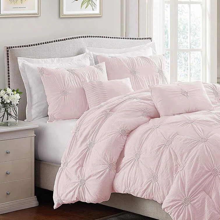 Rose Blush Full Microfiber Down Alternative Comforter Set