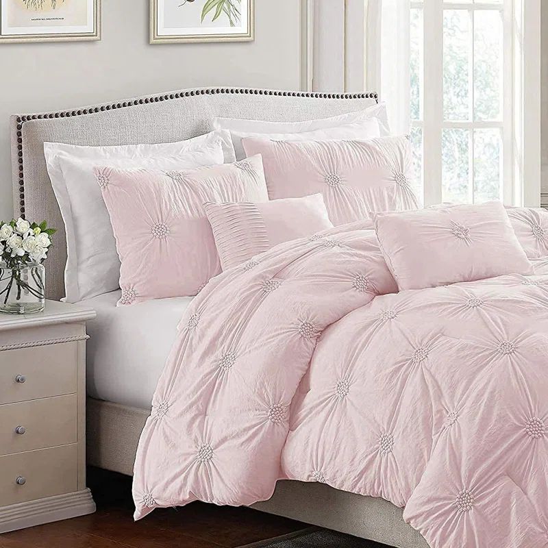 Rose Blush Full Microfiber Down Alternative Comforter Set